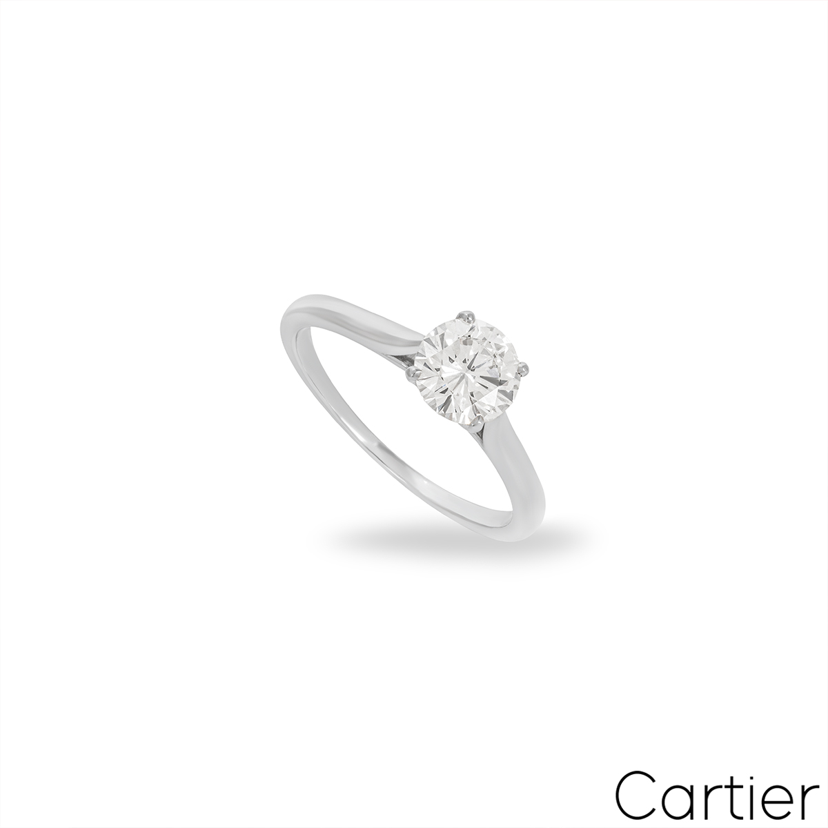 Cartier Platinum Round Brilliant Cut Diamond Solitaire 1895 Ring 0.90ct ...